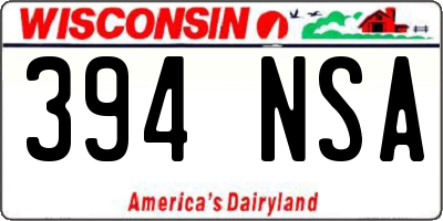 WI license plate 394NSA