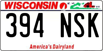 WI license plate 394NSK