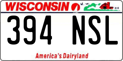 WI license plate 394NSL