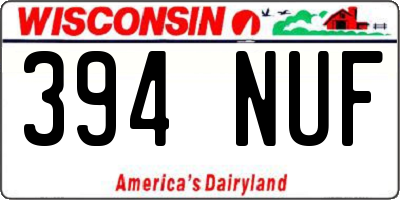 WI license plate 394NUF