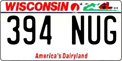 WI license plate 394NUG