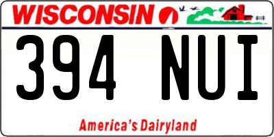 WI license plate 394NUI