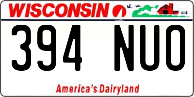 WI license plate 394NUO