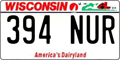 WI license plate 394NUR