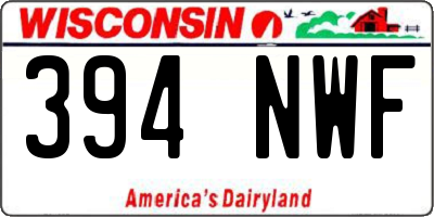 WI license plate 394NWF