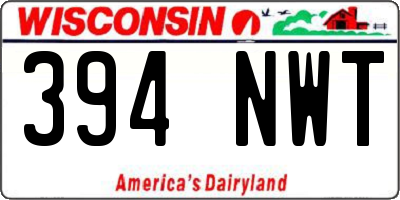 WI license plate 394NWT
