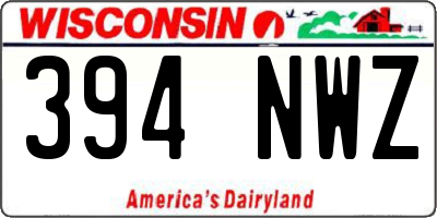 WI license plate 394NWZ
