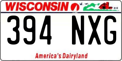 WI license plate 394NXG