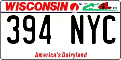 WI license plate 394NYC