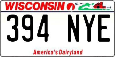 WI license plate 394NYE