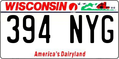 WI license plate 394NYG