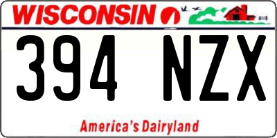 WI license plate 394NZX