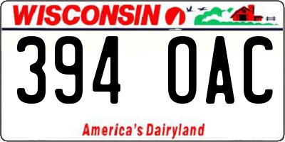 WI license plate 394OAC