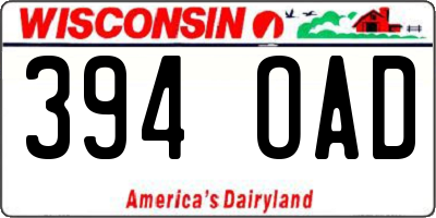 WI license plate 394OAD