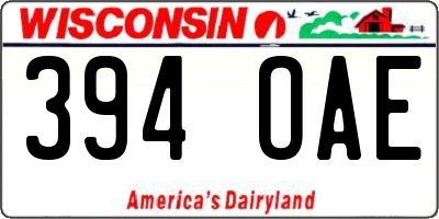 WI license plate 394OAE