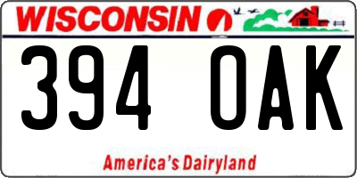 WI license plate 394OAK
