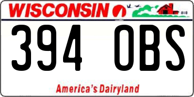 WI license plate 394OBS