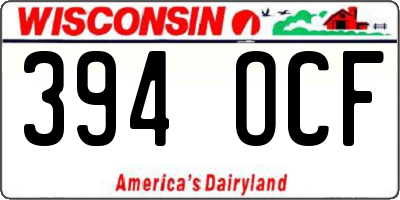 WI license plate 394OCF