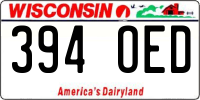 WI license plate 394OED