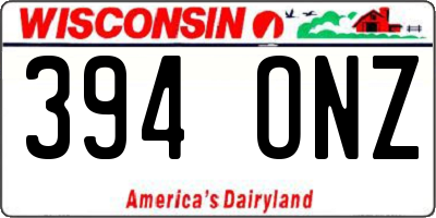 WI license plate 394ONZ
