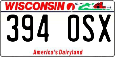 WI license plate 394OSX