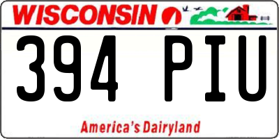 WI license plate 394PIU