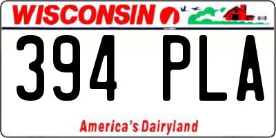 WI license plate 394PLA