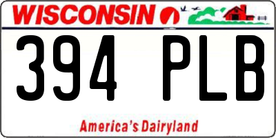 WI license plate 394PLB