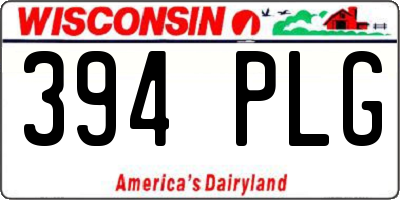 WI license plate 394PLG