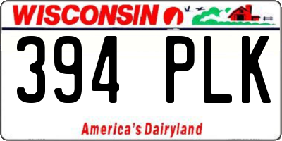 WI license plate 394PLK