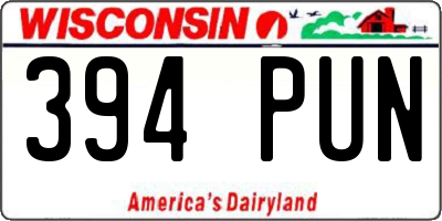 WI license plate 394PUN