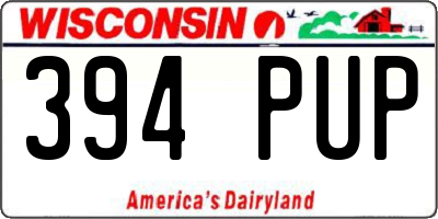 WI license plate 394PUP