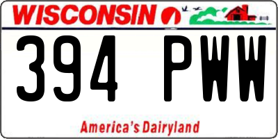 WI license plate 394PWW