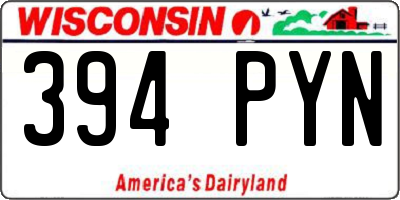 WI license plate 394PYN