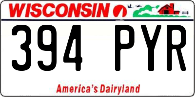 WI license plate 394PYR