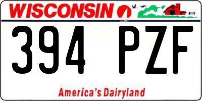 WI license plate 394PZF