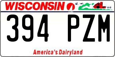 WI license plate 394PZM