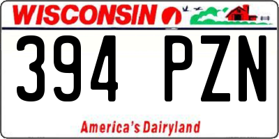 WI license plate 394PZN