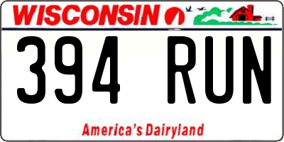 WI license plate 394RUN