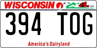 WI license plate 394TOG