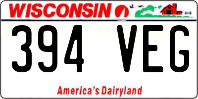 WI license plate 394VEG
