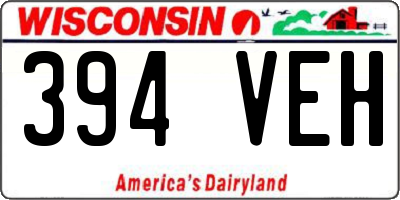 WI license plate 394VEH