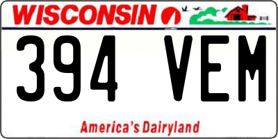 WI license plate 394VEM