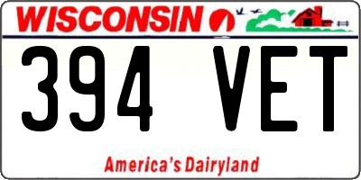 WI license plate 394VET