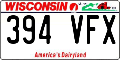 WI license plate 394VFX