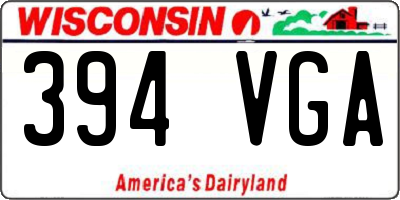 WI license plate 394VGA