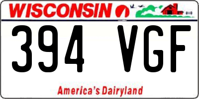 WI license plate 394VGF