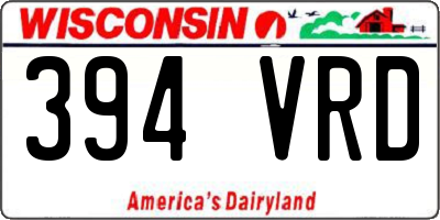 WI license plate 394VRD