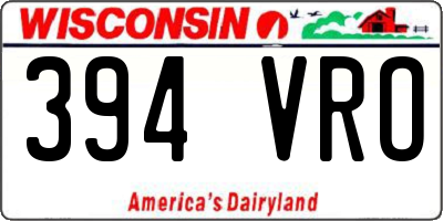 WI license plate 394VRO