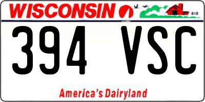 WI license plate 394VSC